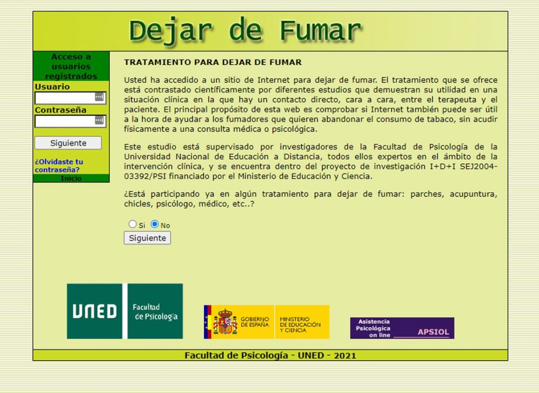 PSICOLOGÍA DE LA UNED PARA DEJAR DE FUMAR