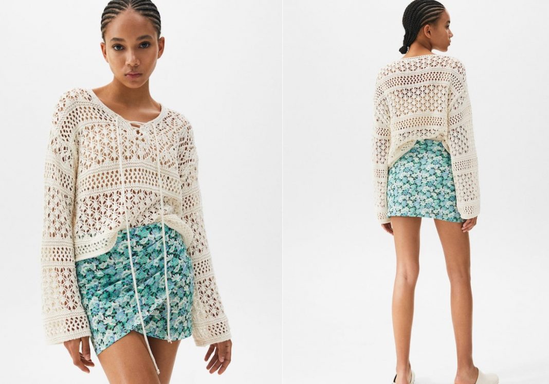 Minifalda pareo flores de Pull&bear