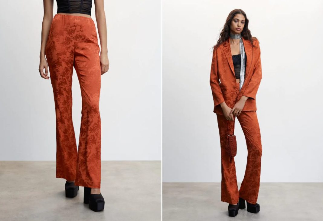 fluido y jacquard pantalones de mango mas elegantes