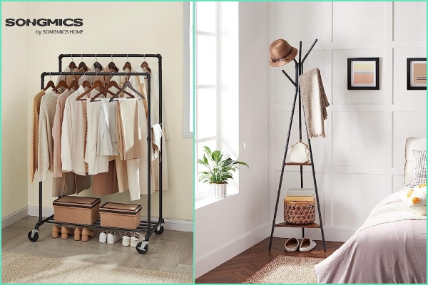 Barras de armario para colgar en la pared, perchero moderno, barra de ropa  resistente de metal, colgador de ropa que ahorra espacio para
