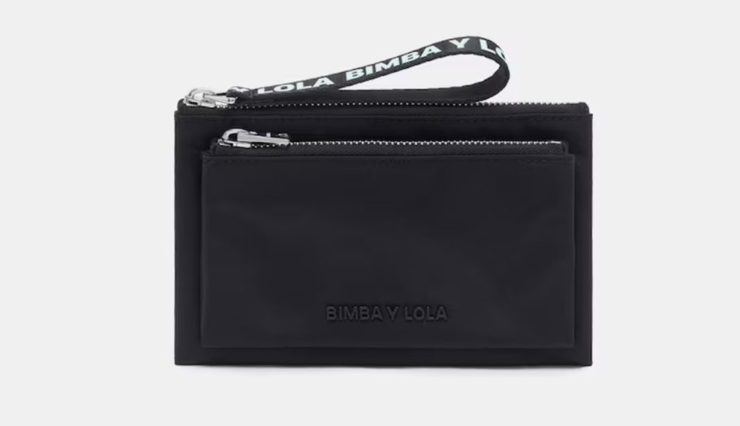 Cartera doble de nylon en negro