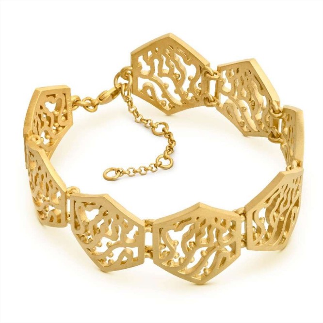 Pulsera articulada Gaudi Jewelry de metal mate dorado baA±ado en oro de 24 K Moncloa