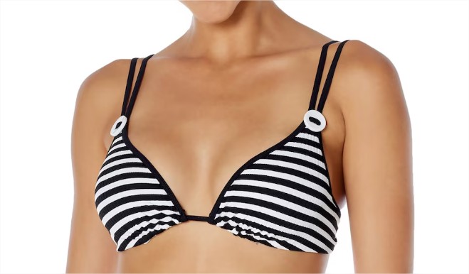 Top de bikini Yamal de rayas tejidas en blanco y negro el corte ingles