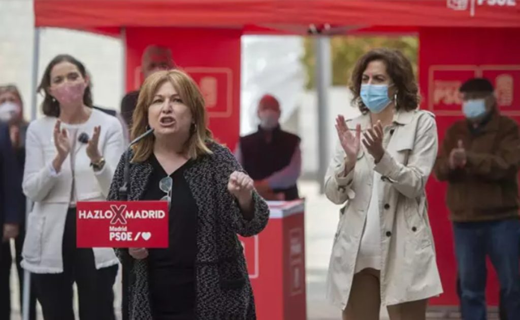 Natalia de Andrés, ex alcaldesa de Alcorcón, en un mitin del PSOE