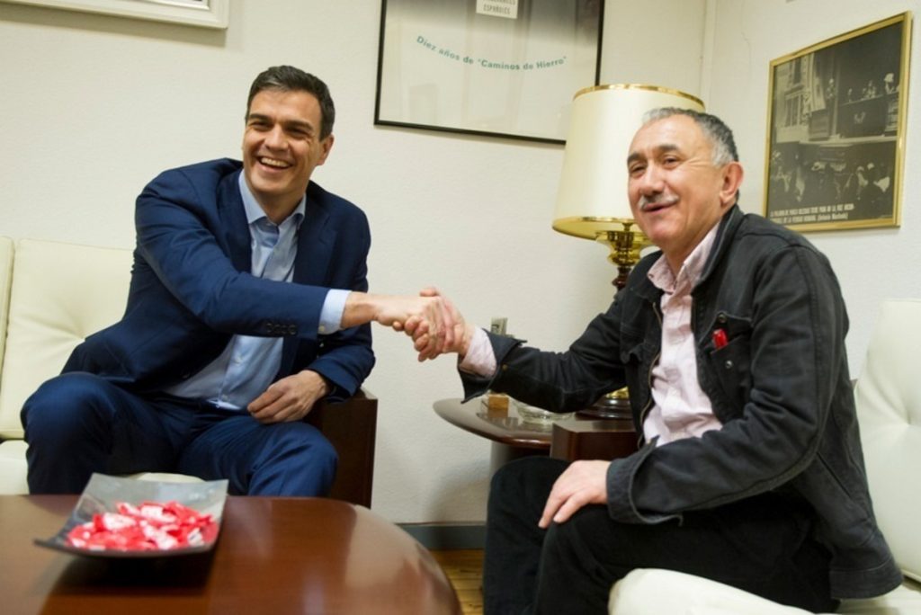 Josep María Álvarez y Pedro Sánchez, líder de UGT y presidente del Gobierno en funciones hablarán de amnistía