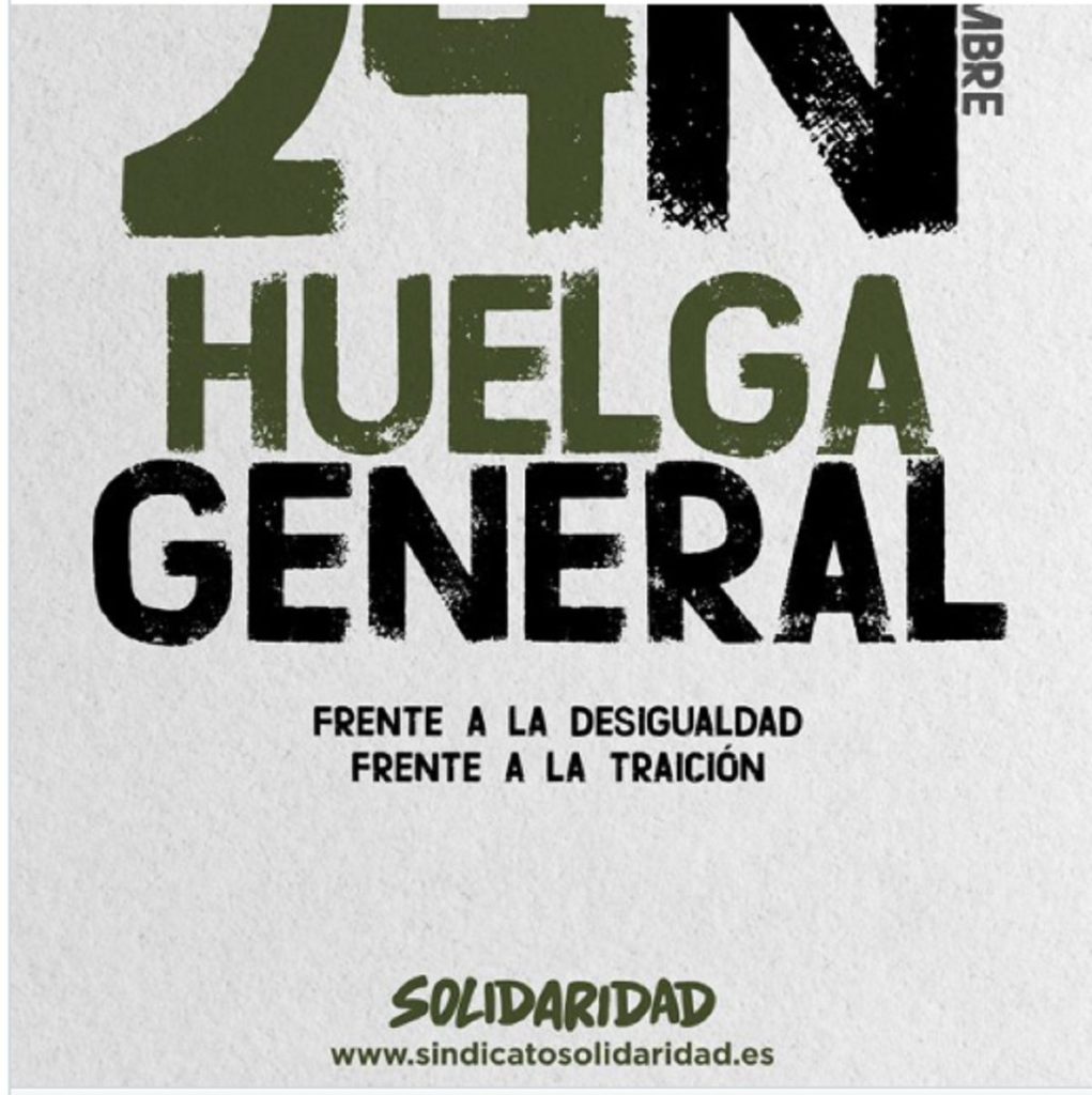 Solidaridad ya tiene su cartel de convocatoria de huelga general para el 24 de noviembre