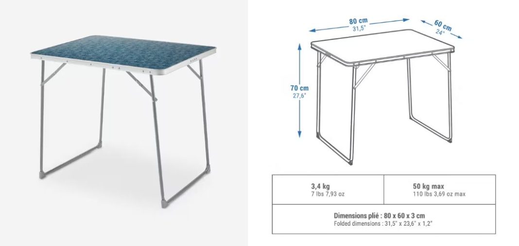 mesa plegable camping