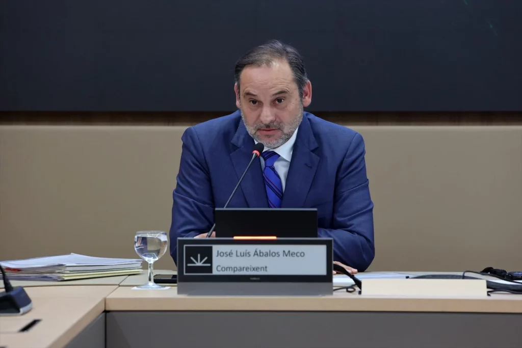 El ex ministro Ábalos durante su comparecencia en el Senado.