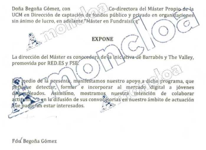 La carta de apoyo de Begoña Gómez, esposa de Pedro Sánchez, a la UTE de Barrabés