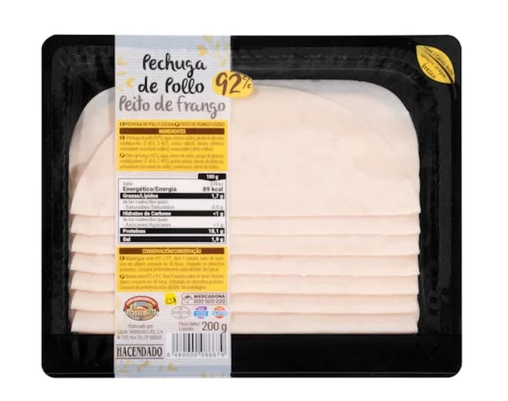 Pechuga de pollo de Mercadona con un 92% de carne