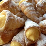 Canutillos de hojaldre rellenos de crema pastelera, un delicioso dulce navarro