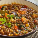 Lentejas con arroz y verduras guisadas, un plato vegetariano de lo más completo