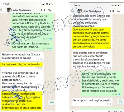 Parte de la conversación entre Puyalto y Retolaza, exalcalde de Alcobendas