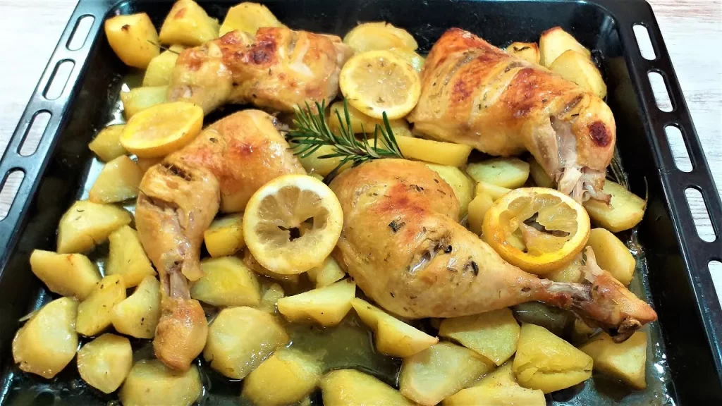 PLATO PRINCIPAL: POLLO AL HORNO CON LIMÓN Y ROMERO