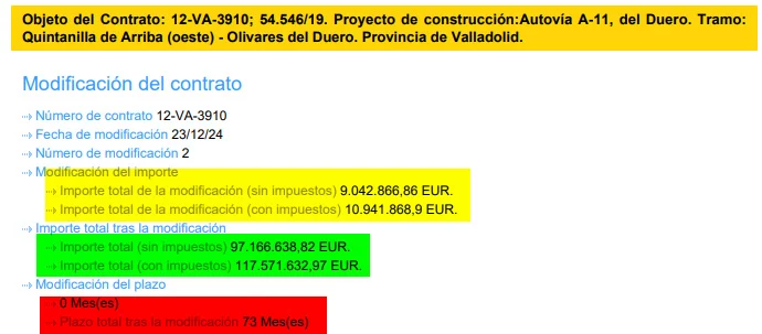 La última modificación del contrato de la A-11, señalada por Aldama, realizado por Óscar Puente