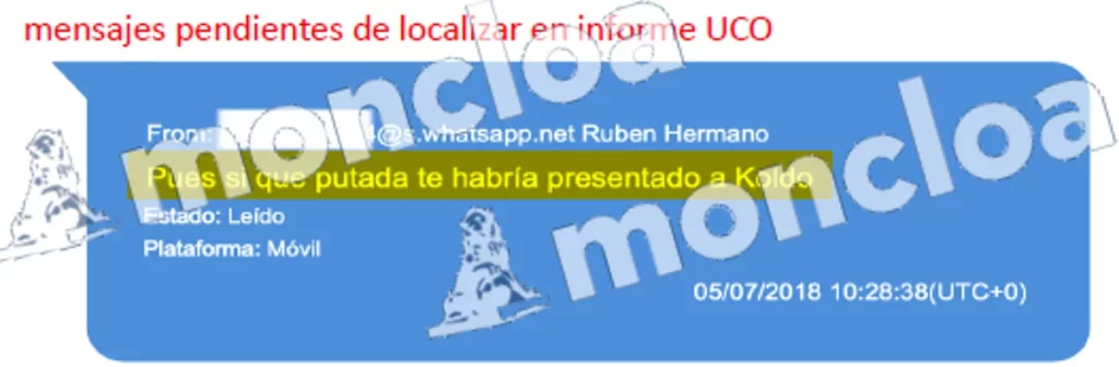 mensaje uco aldama koldo Moncloa