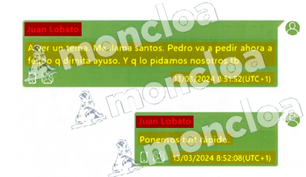 Mensaje de Lobato apuntando a la llamada de Santos Cerdán para consensuar una estrategia común contra Ayuso