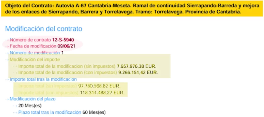 Modificación del contrato de la A-67 adjudicado por el 'popular' De la Serna y modificado por ministros del PSOE, Ábalos y Puente