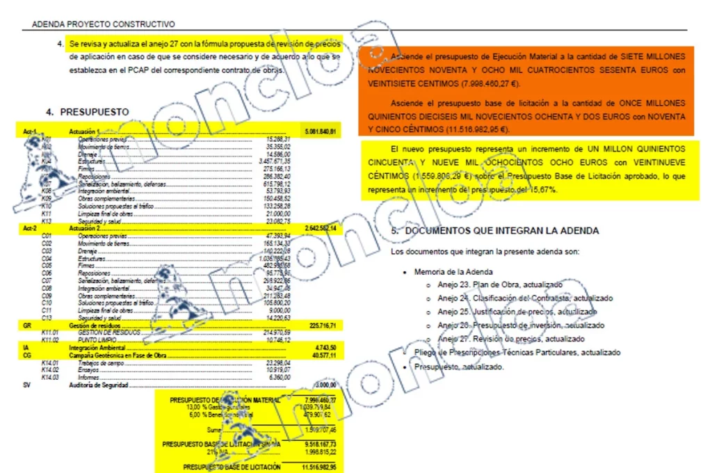 La motivación para aumentar en un 15,67% en el contrato señalado por Aldama y licitado por Raquel Sánchez