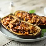 Receta de berenjenas rellenas de carne al horno