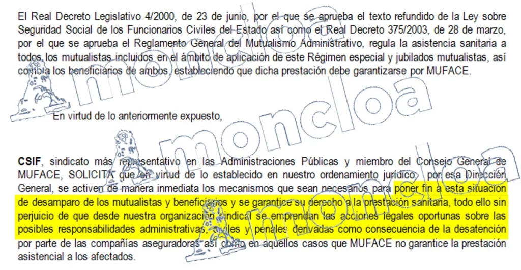 La queja de Miguel Borra a la directora de Muface ante el rechazo de las aseguradoras a atender a los beneficiarios