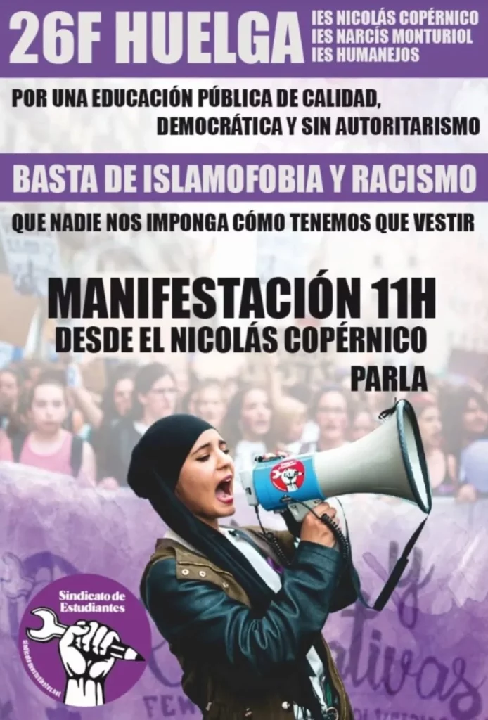 Cartel de la manifestación de apoyo al hiyab en Parla (Fuente: RRSS)